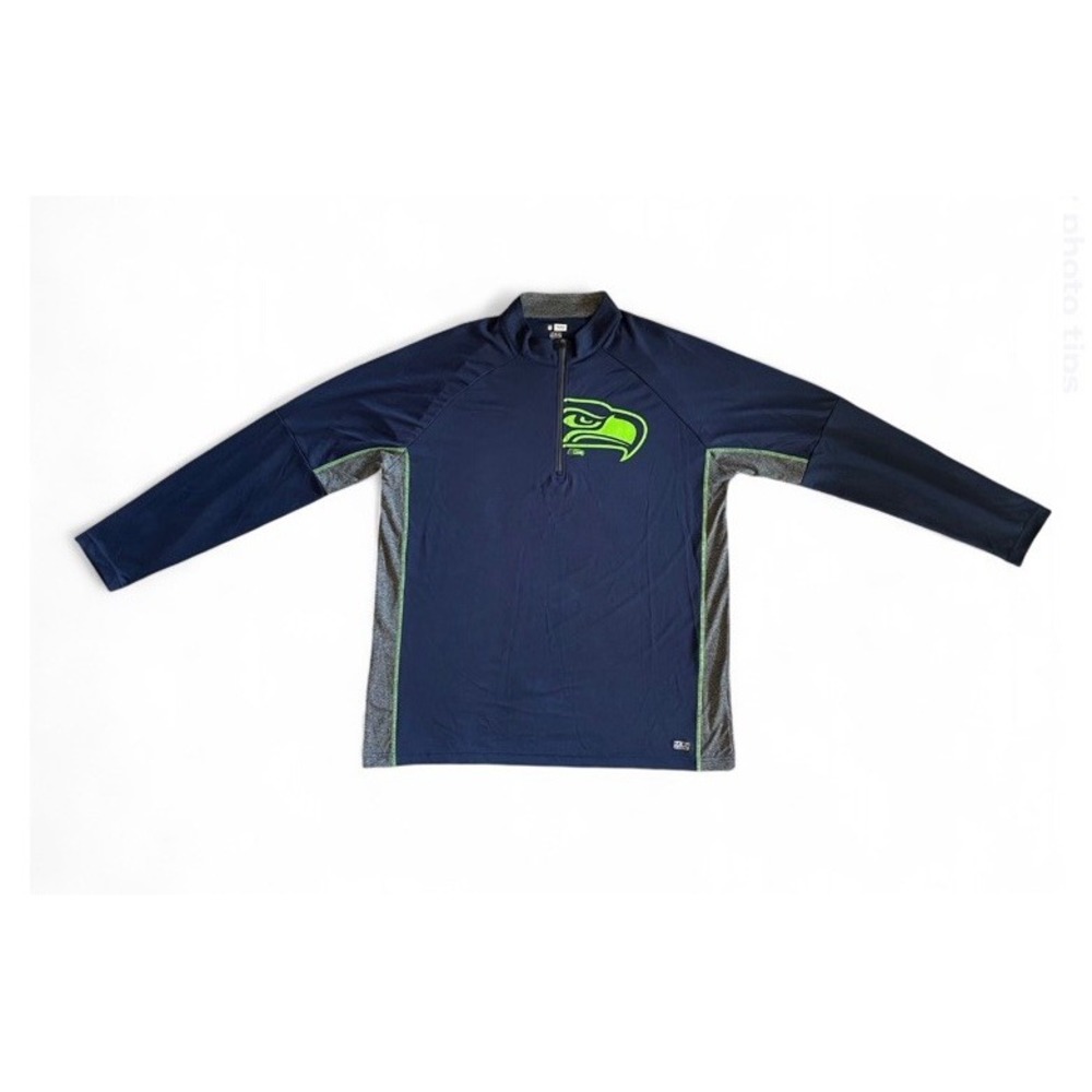 NFL Team Apparel Men's Seattle Seahawks Pullover 3/4 Zip‎ Long Sleeve TX3 Cool
